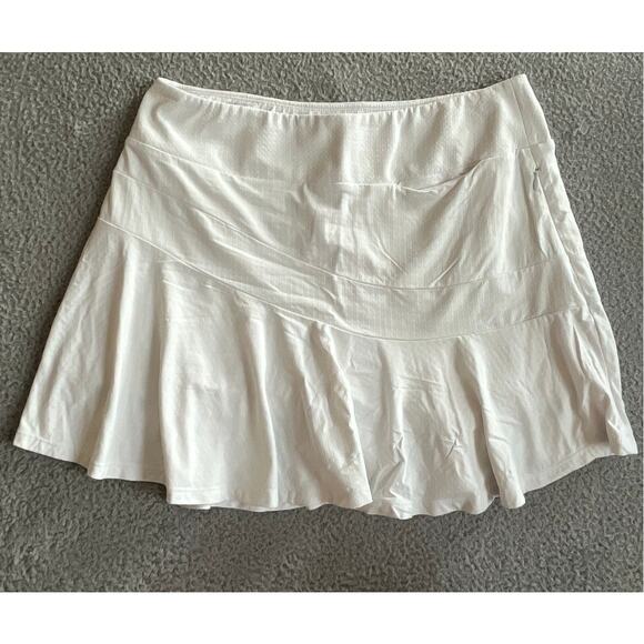 Ibkul Flounce Skort Large Zipper Pocket Pull On Flare White Golf Tennis Prep - Picture 5 of 11